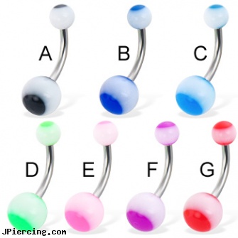 Acrylic panda ball belly button ring, 10 gauge acrylic tapers, body jewelry plugs acrylic, gauge acrylic body jewelry, photo ball jewelry, clit hood barbells balls