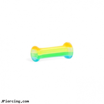 Acrylic rainbow tunnel, 8 ga, acrylic eyebrow rings, acrylic piercing, acrylic bead rings, plastic rainbow ear body jewelry, rainbow belly button jewelry