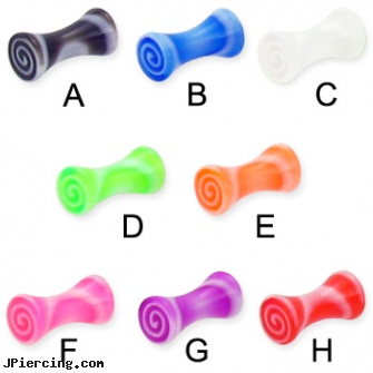 Acrylic spiral plug, 8 ga, acrylic body jewelry, acrylic tongue barbells, acrylic rainbow belly ring, body and jewelry and spiral, spiral barbell