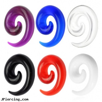Acrylic spiral taper, 4 ga, acrylic tongue rings, acrylic labrets, acrylic bead rings, spiral piercing, multiple piercing spiral earrings