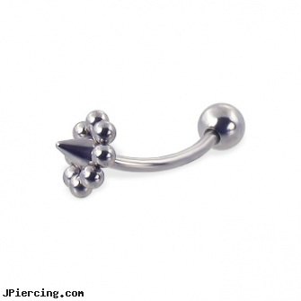Ball and flower cone curved barbell, 16 ga, labret replacement balls, barbell balls, captive ring balls, flower nipple shields, flower fishtail labret