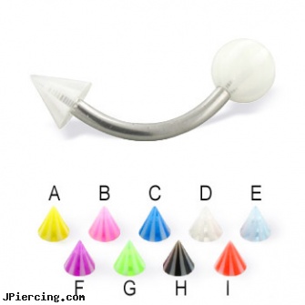 Beach ball and cone curved barbell, 14 ga, genital piercing virgina beach, cock rings and nude beaches, body jewellery worn on the beach, ball, black onyx ball stud