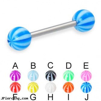Beach ball straight barbell, 14 ga, genital piercing in virginia beach, beach ball barbell and eyebrow piercing, cock rings and nude beaches, basketball belly button ring, belly ring balls