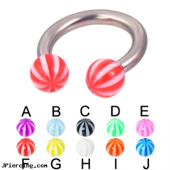 Beach ball titanium circular barbell, 10 ga, genital piercing in virginia beach, genital piercing virgina beach, beach, labret replacement balls, cock ball ring