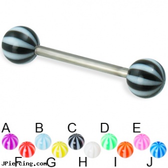 Beach ball titanium straight barbell, 14 ga, tommy ts piercing shop huntington beach ca, beach, body jewellery worn on the beach, cock rings ball splitters, navel rings football