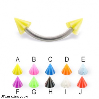 Beach cone curved barbell, 14 ga, cock rings and nude beaches, body jewellery worn on the beach, beach body peircing, nipple piercing silicone, cone helix
