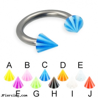 Beach cone titanium circular barbell, 12 ga, beach, nipple rings worn on the beach, beach body peircing, cone helix, helix cone