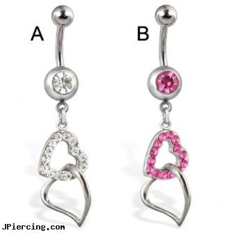 Belly button ring jeweled ball and hearts, rainbow twister belly ring, amythest belly button ring, belly button stud, eeyore belly button ring, what types of metals can use for lip rings