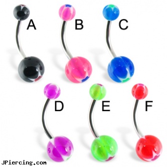 Belly button ring with acrylic glitter star balls, belly button piercings and the risks involved, non-pierced belly rings, chevy belly rings, nude belly button rings, button