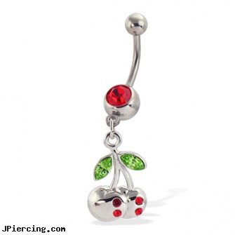 Belly button ring with dangling jeweled cherry, belly rings cheerleading body jewelry, belly button jewelry birthstone, belly button piercings pictures, how can change my belly button ring, cock ring placement balls penis