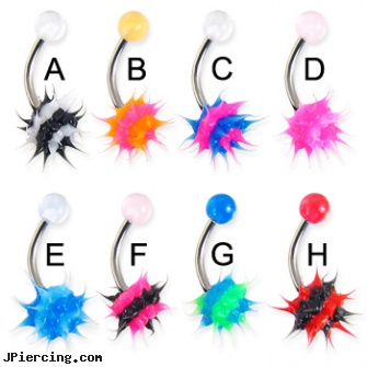 Belly button ring with silicone koosh ball, spiral pattern, how can change my belly button ring, belly barbells, amythest belly button ring, belly button ring catalog, cock ring sizing