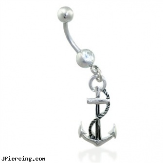 Belly Ring with Dangling Anchor, when to change belly ring, body jewelry superman belly button ring navel, design your own belly ring, use cock ring, dangling belly rings