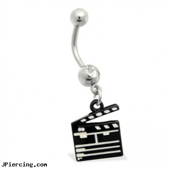 Belly Ring with dangling director\'s cut board, belly and piercing and problems, belly rings, mustang belly button ring, bead ring, nipple pump with rings