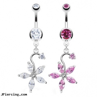 Belly ring with dangling flower, belly button piercing risk, belly rings cheap, belly-button peircings, discount school rings, picture of cock ring in use