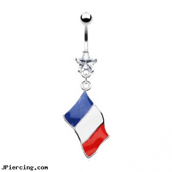 Belly ring with dangling French flag, elvis presley belly button ring, claddah belly ring, stories about belly rings, non peircing nipple rings, body jewelry ring