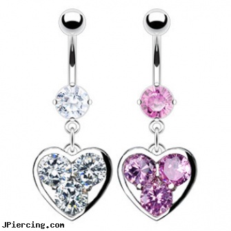 Belly ring with dangling heart with big gems, tinkerbell belly ring or body, non piercing belly rings, buy belly button jewelery, tongue ring blowjobs, traditional nose rings