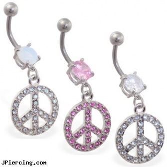 Belly ring with dangling jeweled peace sign, bear belly ring, auctions belly rings, belly button ring lengths, metal cock ring, cock ring and pictures