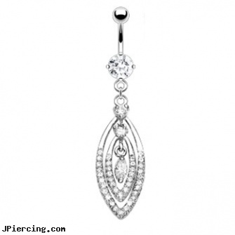 Belly Ring With Dangling Large Jeweled Oval, gold belly button jewelry to buy, piercing belly, belly button charms, cock rings clitorus, penis rings enlargement