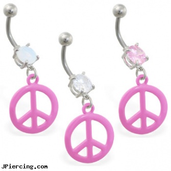 Belly ring with dangling pink peace sign, flex uv belly ring, pictures of belly piercings, collegiate belly rings, multiple piercing navel rings, penis vibrating ring sex toy