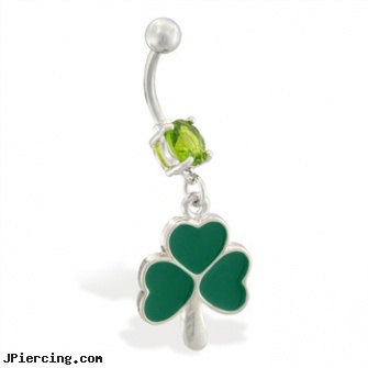 Belly ring with dangling three leaf clover, belly button piercing stories, belly button rings logo, chanel belly button ring, cock rings clitorus, dangling navel ring