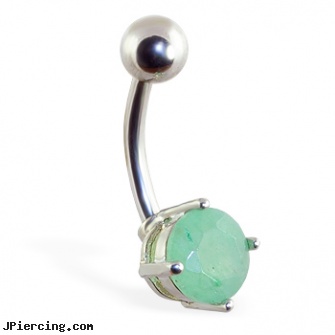 Belly Ring with Jade Fluorite Stone, belly ring ripped out, belly body jewlery, navel rings belly button, gold jeweled labret ring, low rider pants navel ring sex