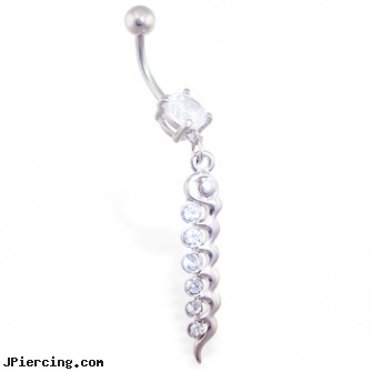 Belly ring with long CZ dangle, hello kitty belly button rings, 14k gold belly ring, ny belly rings, slid cock ring, how long does it take for tongue piercing to heal