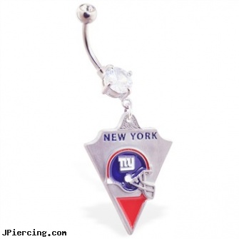 Belly Ring with official licensed NFL charm, New York Giants, belly button piercing photos, when belly button piercings go wrong, belly dance coin jewelry, dolphin navel rings, nose ring infections