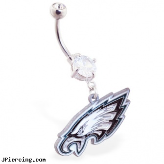 Belly Ring with official licensed NFL charm, Philadelphia Eagles, team belly rings, houston rockets belly rings, belly butto rings, goat cock ring, solid gold tongue ring