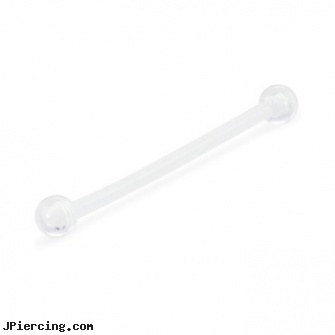 Bio Flex Barbell/Retainer with UV Coated Acrylic Balls - 14G 1\" Length, flexable tongue rings, bioflex body jewelry, flexible tongue rings, acrylic tongue barbells, acrylic tongue rings barbells