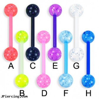 Bioplast glitter tongue ring, 14 ga, glitter bitch, tongue ring shops, tongue piercing keloid, pride tongue rings, elvis presley belly button ring