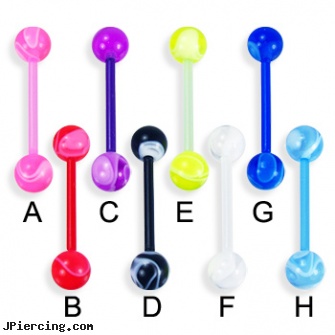 Bioplast marble tongue ring, 14 ga, shafts for tongue rings, hot tongue rings, removing tongue piercings, mens penis rings, christina aguillera nipple ring