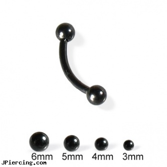 Black eyebrow ring with balls, 16 ga, black titanium labret, black penis piercing pic, black clitoris, custom made eyebrow rings, small eyebrow piercing