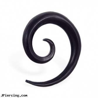 Black horn spiral taper, black female genital piercings, black studs, black hole body piercing, longhorn navel ring, wholesale body jewelry horn and bone