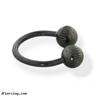 Black notched ball circular barbell, 14 ga, blackhole body piercing, black hole body peircing, black body jewelry, cock and ball piercing, clit hood barbells balls