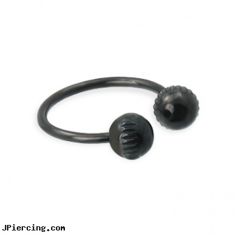 Black notched ball circular barbell, 16 ga, jack black lord of the cock rings video spoof, black body jewelry, jewelry black studs, body jewelry replacement balls, captive ball