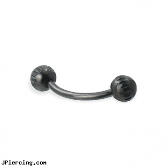 Black notched ball eyebrow ring, 16 ga, 10 gauge black nipple ring, black body piercing jewelery, black body jewelry, cock and ball testicle piercing torture, belly button ring balls