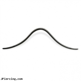 Black Plated Mustache Septum Ring, blackhole body piercing, black body jewelry, black cat tattoo and body peircing, 14 kt gold plated belly button navel ring, 14kt gold plated body jewelry