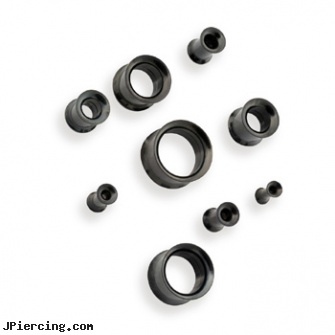 Black Stainless Steel Double Flare Tunnel, black line titanium body jewelry jewelry nipple, blackhole body piercing, black titanium labret, stainless steel piercing body jewelry, buy stainless steel lip ring