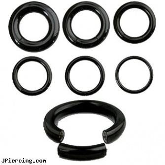 Black steel/titanium segment ring, 14ga, black pussy photos, black line titanium body jewelry jewelry nipple, black titanium labret, captive segment cock rings, prism navel ring