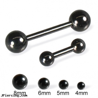 Black straight barbell with balls, 14 ga, labret jewelry black, black clit, black line, gold plated straight barbell eyebrow jewelry, straight pin nose rings