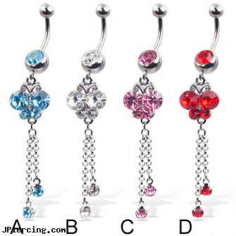 Butterfly belly button ring with two gems on chains, butterfly vagina tatoo piercing, 14 butterfly belly rings photos, uv butterfly gem navel belly ring, belly piercing, after care of belly button piercing