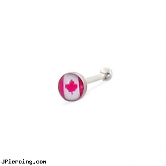 Canadian flag nose bone, 22 ga, canadian body jewelry, flag tongue ring ireland irish celtic, irish flag tongue barbell, puerto rican flag for belly button ring, indian nose ring