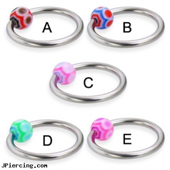 Captive bead ring with web ball, 14 ga, captive ring, gem captive beads rings, captive segment cock rings, bead ring, body and jewelry and captive and beads