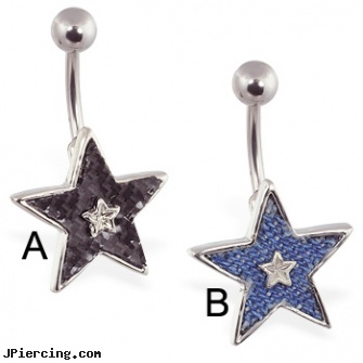 Carbon fiber & denim material star belly ring, carbon fiber nipple rings, nose piercing materials, ear piercing materials, star belly button rings, starter ear rings bulk wholesale