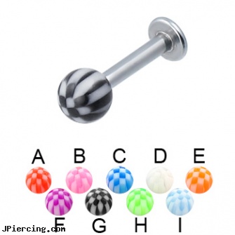Checkered ball labret, 12 ga, body jewelry replacement balls, captive ring balls, replacement balls for body jewellery, labret piercing information not to buy, labrets