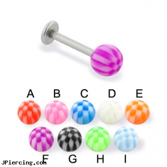 Checkered ball labret, 14 ga, body jewelry replacement balls, balls piercing, micro ball labret stud, labret jewrlry, labret info