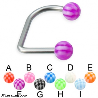 Checkered ball lip hugger, 14 ga, photo ball jewelry, cock and ball piercing, baseball belly button rings, non piercing nipple huggers, cock ring for anal stimulation
