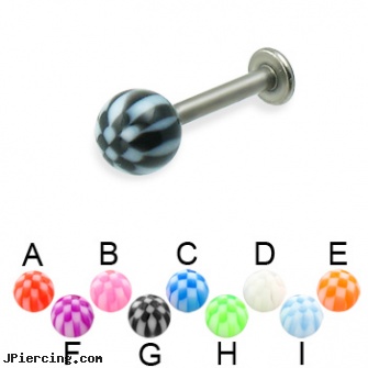 Checkered ball titanium labret, 14 ga, adult cock and ball rings, tongue ring balls, navel ring balls replacement, titanium tongue rings, navel piercing barbell titanium