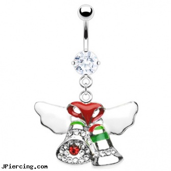 Christmas Bells Belly Button Ring, christmas belly rings, christmas body jewelry, christmas belly navel rings, navel piercing and banana bells, colored nipple barbells