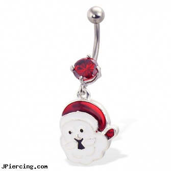 Christmas Santa Belly Button Ring, christmas belly rings, christmas body jewelry, christmas belly navel rings, vintage jelly belly jewelry, belly button ring